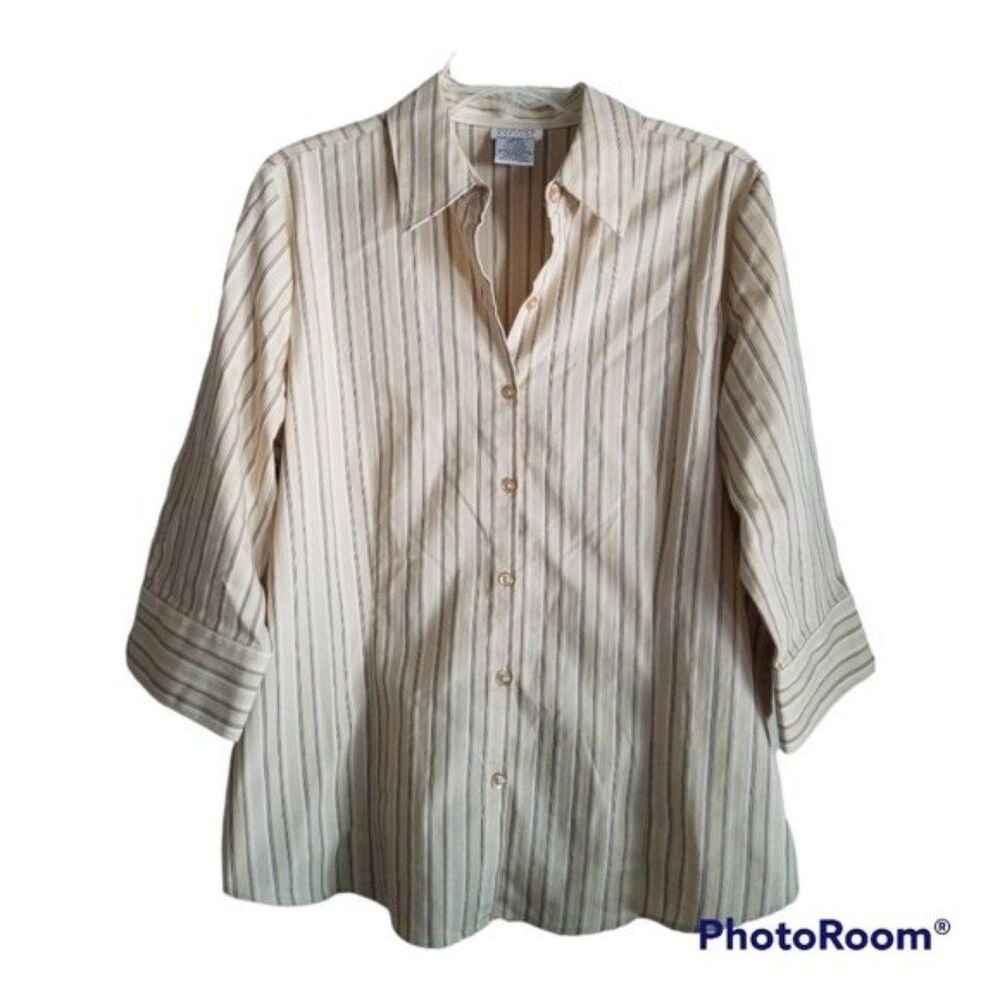 Cream, Black and White Blouse Size 12/14